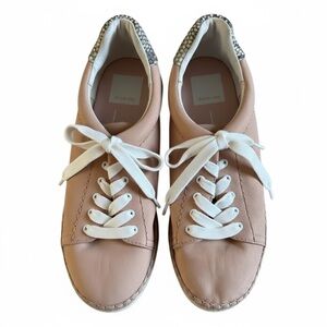 Dolce Vita Blush Pink Leather Espadrille Lace Up Sneakers Snakeskin Detail 6.5